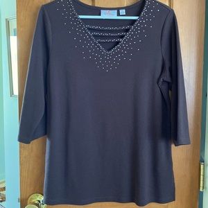 EUC. Quacker Factory 3/4 sleeve top. Size Small.